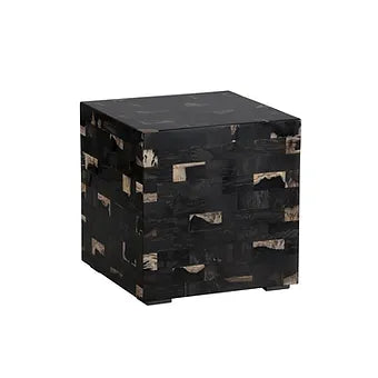 Tiled Petrified Wood Side Table - Floor Model