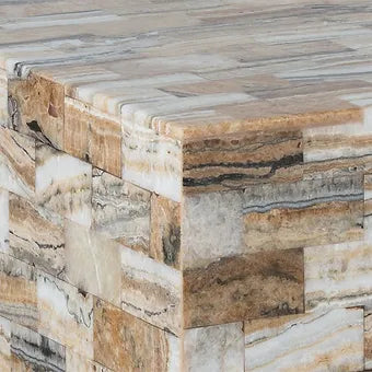 Tiled Petrified Wood Coffee Table -Blanca