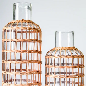 Rattan Cage Vase Carafe Medium