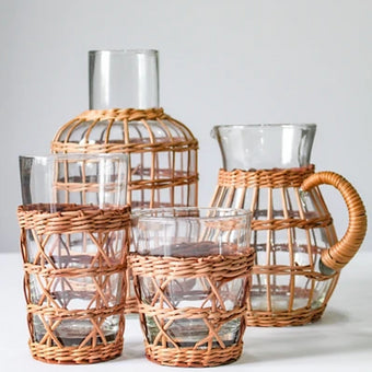 Rattan Cage Vase Carafe Small