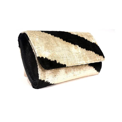 Turkish Silk Ikat Clutch - Tunder Black
