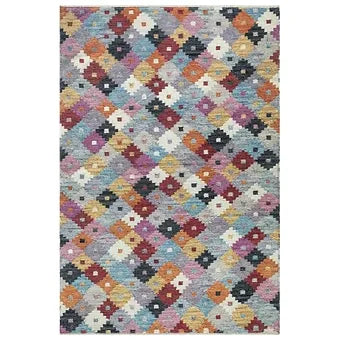 Wool Caravan Rug - Multicolor Small Diamond