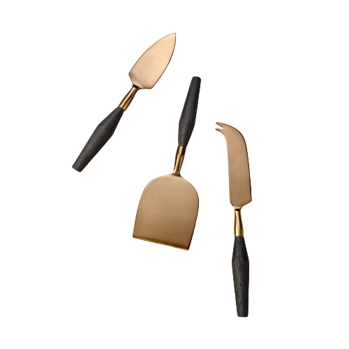 Black Mango Wood Cheese Set