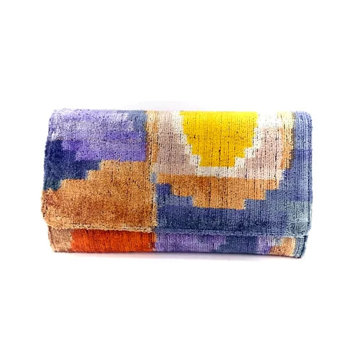 Turkish Silk Ikat Clutch - Wisteria