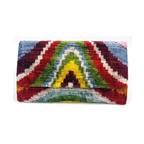 Turkish Silk Ikat Clutch - Thunderbird