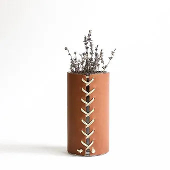 Leather Wrapped Vase - Small