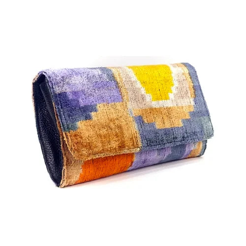 Turkish Silk Ikat Clutch - Wisteria