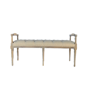 Tufted Linen Bench - FLOOR MODEL