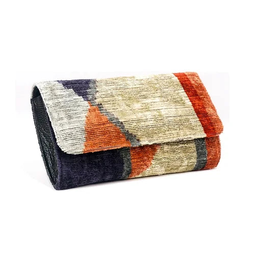 Turkish Silk Ikat Clutch - Nile Blue