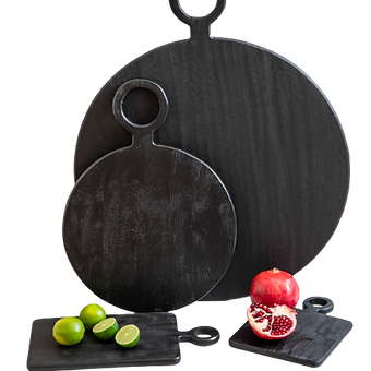 Black Mango Wood Round Board - Defect, Medium