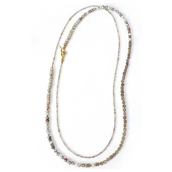 Faceted Labradorite, Pyrite, Larimar and Silverite Necklace