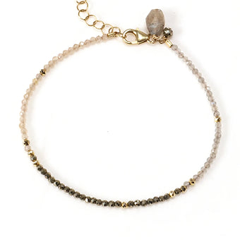 Labradorite, Pyrite and Zircon Bracelet