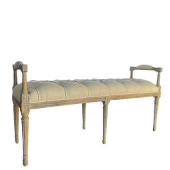 Tufted Linen Bench - FLOOR MODEL