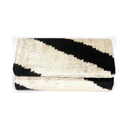 Turkish Silk Ikat Clutch - Tunder Black